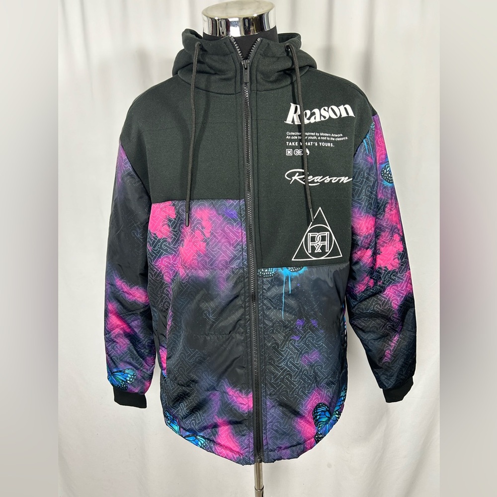 New REASON Butterfly Hooded Hybrid Puffer Jacket Full Zip - Men's Size Medium